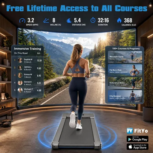 Miniatura 3 de PACEROCKER Walking Pad Treadmill with 12% 9-Level Auto Incline, 450 lbs Capacity Bluetooth Speaker Under Desk Treadmills for Home Hiking, 5 MPH