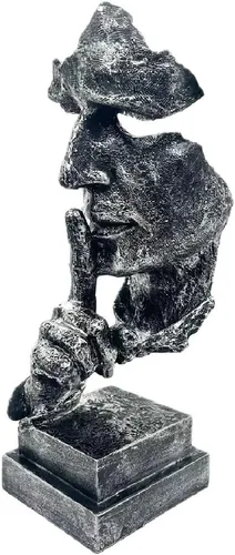 Miniatura 3 de SMRTHMRT Esculturas abstractas de pensadores, estatua creativa de The Thinker, Keep Silence/Silence is Gold Charaters, decoración de oficina en casa