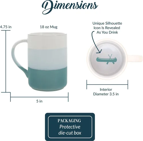 Miniatura 6 de Pavilion River People - Taza de cerámica de 18 onzas para hombre, canoa, aguamarina