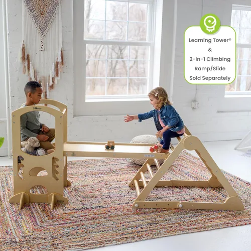 Miniatura 4 de Little Partners Learn 'N Climb Triángulo de escalada de madera plegable, gimnasio de escalada de madera para niños pequeños, escalador triangular