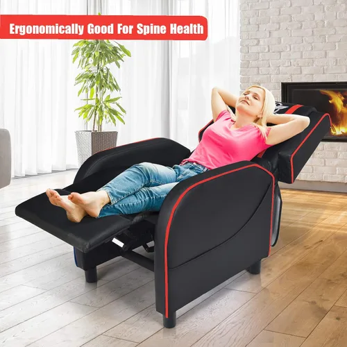 Miniatura 4 de POWERSTONE Silla reclinable para juegos, sillas reclinables para adultos, sofá ergonómico de cuero con reposapiés, soporte lumbar, reposacabezas