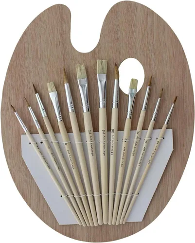 Miniatura 6 de Art Advantage paleta de madera con 12 pinceles.
