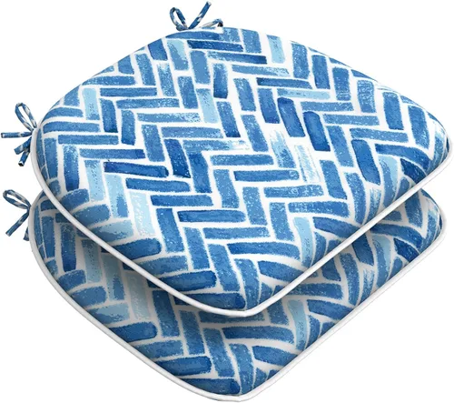 Miniatura 33 de DYTXIII Juego de 2 cojines para sillas de exterior con lazos, almohadillas repelentes al agua para sillas de patio de 17 x 16 pulgadas para muebles