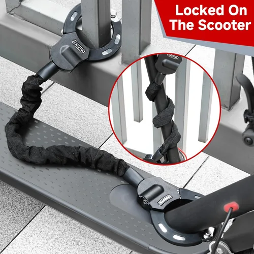 Miniatura 4 de Candado Pesado para Patinete - Candado de Cadena Antirrobo de 8mm con 3 Llaves, Candado de Seguridad Resistente a la Intemperie de 94cm