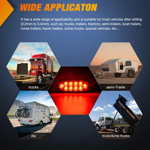 Miniatura 9 de Nilight Luz trasera LED ovalada de 6 pulgadas para remolque, roja, blanca y ámbar, 6 piezas, impermeable, parada, freno, señales de giro, reversa