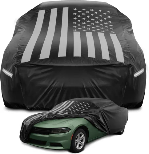 Miniatura 12 de Motor Trend Funda impermeable para automóvil con bandera de Estados Unidos, protección para todo tipo de clima, resistente a los rayos UV