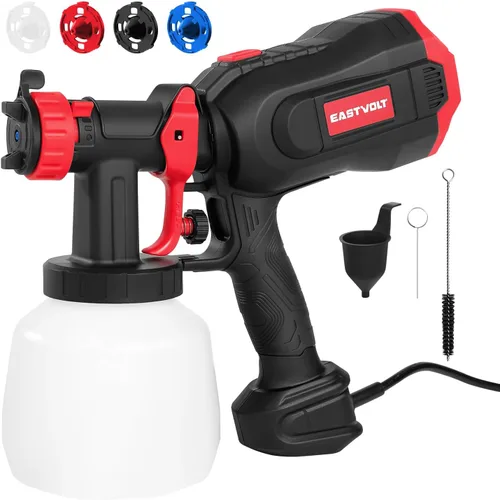 Miniatura 12 de Eastvolt Pulverizador de pintura HVLP de alta potencia de 600 vatios, pistola de pulverización eléctrica en casa Eastvolt, 4 boquillas, 3 patrones