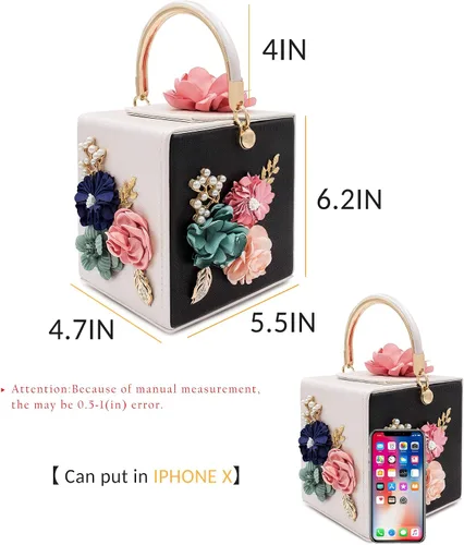 Miniatura 3 de Milisente Bolso de mano de noche para mujer, caja cuadrada floral, bolsos de noche, bolsos cruzados de hombro, bolso de mano de flores para boda