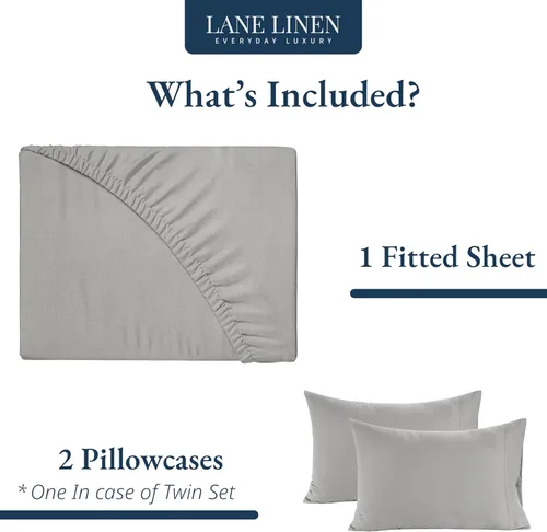 Miniatura 2 de LANE LINEN Juego de 3 piezas con sábana bajera de 100 % algodón orgánico y 2 fundas de almohada, con tejido de percal para cama matrimonial, 13
