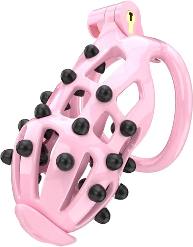 Miniatura 3 de Jaula de castidad masculina, jaula ligera, dispositivos de castidad de resina, juguete sexual para adultos para hombres, llave de bloqueo, anillos