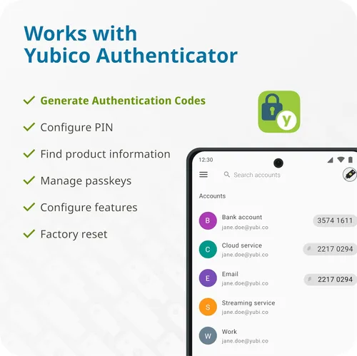 Miniatura 8 de Yubico - YubiKey 5 NFC - Clave de seguridad de autenticación multifactor (MFA) y llave de acceso, Conéctese a través de USB-A o NFC, certificado