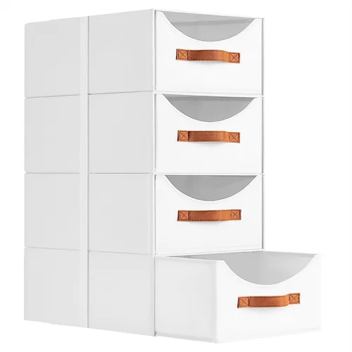 Miniatura 27 de Homsorout Cajones de almacenamiento apilables, contenedores de almacenamiento plegables con cajones, paquete de 8 cestas organizadoras de estantes