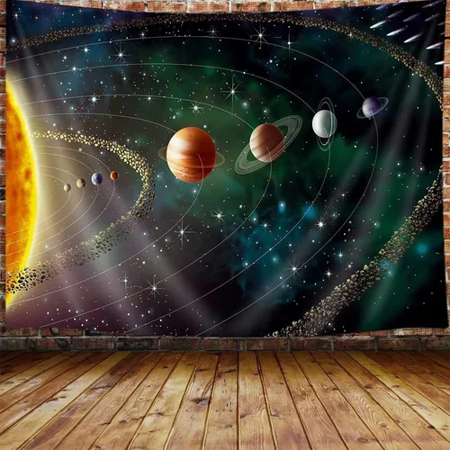 Tapiz pequeño de planetas del espacio exterior para hombres, para colgar en la pared de la galaxia del universo para dormitorio, tapiz trippy, manta