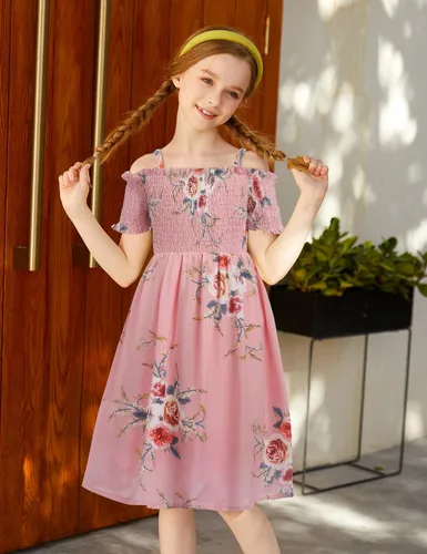 Miniatura 2 de Arshiner Vestido casual de verano sin mangas floral para niñas