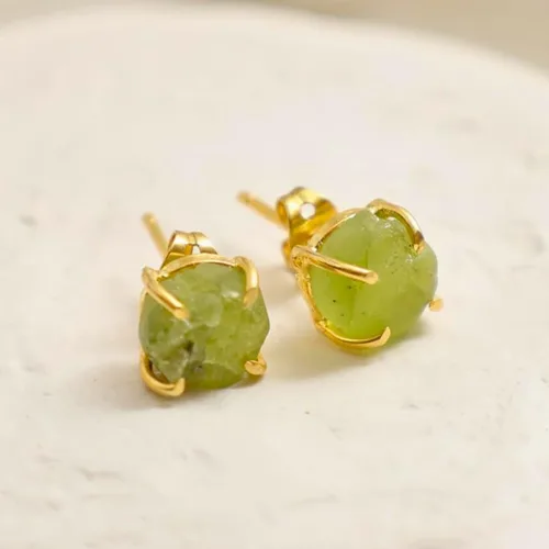 Miniatura 154 de Gempires Natural Raw Prong Setting Stud Earrings, 8-10 mm Crystals Earring, Handmade Jewelry, Gift for Her
