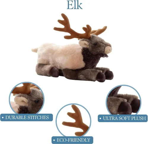 Miniatura 9 de The Petting Zoo Peluche de alce, regalos para niños, animales salvajes del zoológico Onez, juguete de peluche de alce de 12 pulgadas