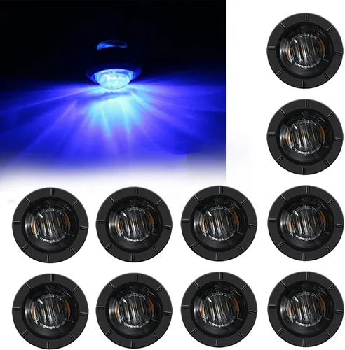 Miniatura 10 de FXC - 10 luces LED redondas de 1,9 cm - frontales y traseras, luz intermitente lateral, intermitentes para camión, coche, autobús, remolque, Púrpura