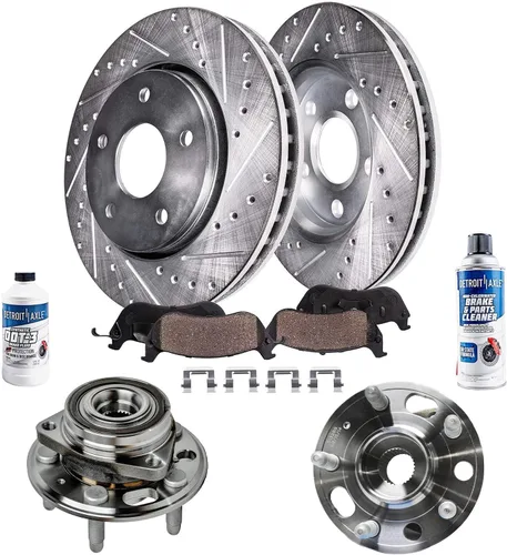 Miniatura 68 de Detroit Axle - Kit de freno delantero para Ford Explorer Mercury Mountaineer 2002-2005 Bujes de rodamiento de rueda perforados y ranurados rotores
