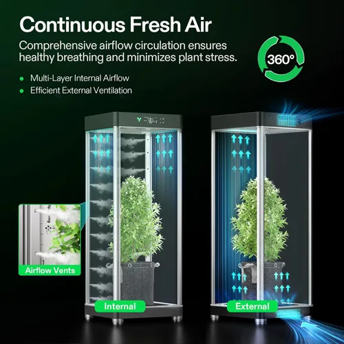 Miniatura 4 de VGrow - Caja de cultivo inteligente todo en uno, sistema profesional con luz de cultivo Samsung LM301H EVO, sistema avanzado de circulación