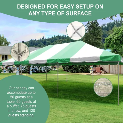 Miniatura 2 de Party Tents Direct Carpa para Fiesta de 20x30 - Marco de Acero - Gazebo al Aire Libre, Pabellón, Sombrilla para Sol, Refugio para Acampada - Verde