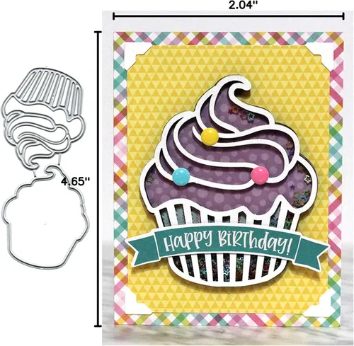 Miniatura 5 de Cupccake Shaker Metal Troqueles troquelados, para fiesta de cumpleaños, para helado, troqueles cortados, álbumes de recortes, papel decorativo