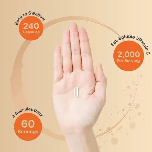 Miniatura 4 de NatureBell Vitamina C liposomal 2,000 mg por porción, 240 cápsulas Vitaminas solubles en grasa de alta absorción – Suplemento antioxidante