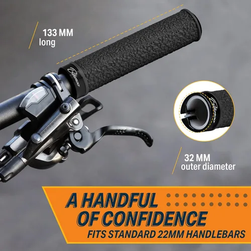 Miniatura 3 de Bikeroo MTB Handlebar Grips - Bicycle Replacement Accessories W/Lock-On Non-Slip Collars & Aluminum Stability Caps - Textured Comfort Design for