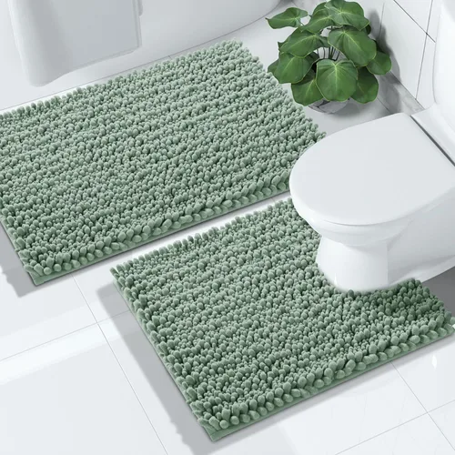 Miniatura 40 de Yimobra - Juego de alfombras de baño de 2 piezas - Alfombra de baño de felpa de lujo extra gruesa de secado rápido, antideslizante súper absorbente