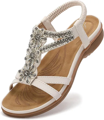 Miniatura 9 de Littleplum Sandalias para mujer hechas a mano con soporte de arco de verano, sandalias cómodas para caminar ortopédicas bohemias