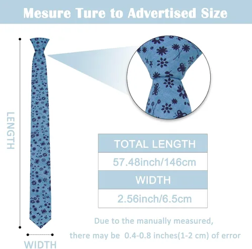 Miniatura 6 de Mantieqingway Corbata de cuello floral de algodón para hombre 2.56 '' impresa corbata flaca
