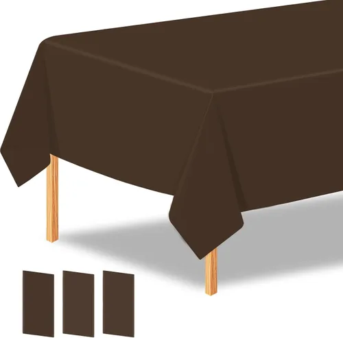Miniatura 43 de 2 manteles de plástico color beige, 54 x 108 pulgadas, rectangular, desechables, para cumpleaños, bodas, pícnic, fiestas de vacaciones