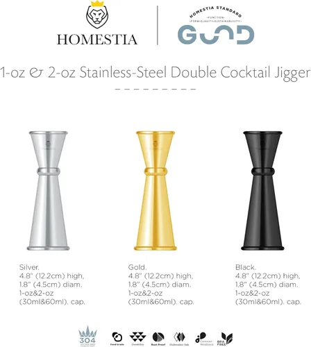 Miniatura 9 de Homestia 2 piezas de doble jigger y jigger de cóctel de acero inoxidable de 1 oz 2 onzas, herramientas de medición de alchohol, jigger japonés