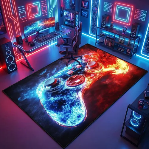Alfombra de videojuegos para habitación de niños, alfombra de control de videojuegos, decoración de habitación de jugadores para niños, adolescentes