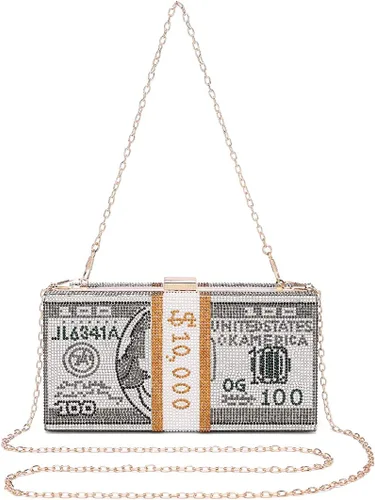 Miniatura 3 de Covelin Bolso de mano Dollar para mujer, bolso de noche con diamantes de imitación