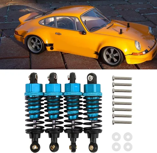 Miniatura 5 de Amortiguadores RC, paquete de 4 amortiguadores de aleación de aluminio con diseño roscado para TT-01 TT-02 TA05 RC coches (azul)