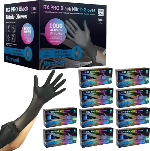 Miniatura 9 de Raxwell Guantes negros de nitrilo Guantes negros desechables sin látex 4.5 mil sin polvo, guantes seguros para alimentos, guantes de cocina