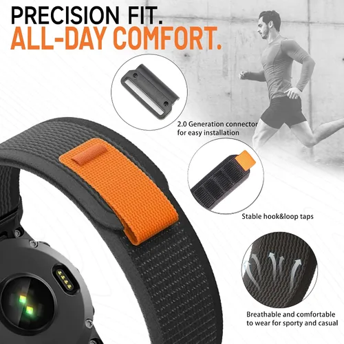 Miniatura 6 de Correas de reloj Quickfit de 1.024 in compatibles con Garmin Fenix 8 2.008 in 7x 6x Pro Tactix 7 Pro 5x Plus Enduro 3 2, Alpine Loop correas