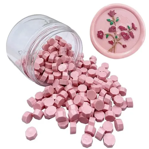 Miniatura 15 de 200 piezas Cuentas de Sello de Cera Burdeos Cuentas de Sellado Octagonales Rojo Vino para Invitaciones de Boda Sello de Cera Estampilla Envoltorio