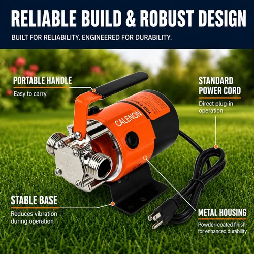Miniatura 3 de Bomba de transferencia de agua de 115 V, bomba eléctrica portátil de 1/10 HP 330 GPH con manguera de succión de 6 pies y colador, bomba de succión