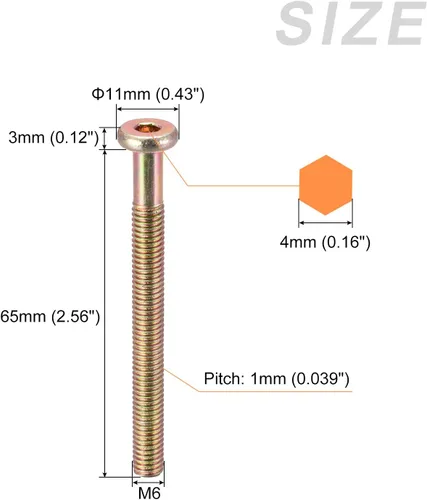 Miniatura 2 de METALLIXITY Tornillos de máquina de cabeza hexagonal (M6 x 2.559 in), 15 unidades, tornillos de media rosca de acero al carbono, para maquinaria