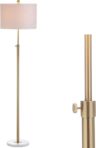 JONATHAN Y JYL3022A - Lámpara de pie ajustable de mármol dorado y blanco de 65 pulgadas, lámpara de pie moderna y glamorosa para sala de estar,