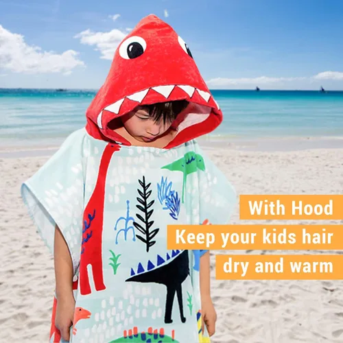 Miniatura 4 de BANGSAUR Toalla con capucha para niños, baño o playa, toallas de algodón suave para niñas, absorbente envolvente de piscina con capucha, poncho bata