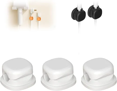 Miniatura 10 de Organizador de cable magnético, clips magnéticos para cable de escritorio, rotación de 360°, organizador de cables para mesita de noche, escritorio