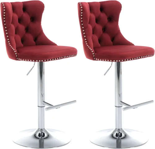 Miniatura 29 de Aoowow Juego de 2 taburetes de bar giratorios ajustables con parte trasera de terciopelo copetudo, sillas de bar modernas tapizadas con cabeza