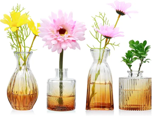 Miniatura 12 de Mapoxy Juego de 4 Jarrones de Vidrio para Brotes, Pequeños Jarrones de Flores para Centros de Mesa de Boda y Decoraciones de Mesa, Mini Jarrones
