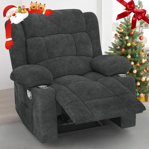 Miniatura 20 de Juego de Sofá Reclinable de Dos Plazas con 2+1 Piezas, Sillón Reclinable Minimalista de 2 Plazas con Pestaña de Tirón Manual, Tela con Puertos