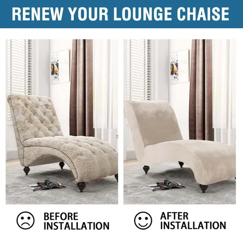 Miniatura 6 de H.VERSAILTEX Funda para Chaise Lounge de Interior de Terciopelo Funda Deslizable para Chaise de Alta Elasticidad Funda para Silla Lounge de Lujo sin