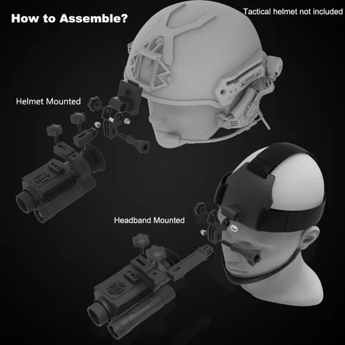 Miniatura 4 de Gafas de visión nocturna monocular montado en cabeza o casco - Grabación de fotos y video HD 1080P con zoom digital 5X e infrarrojo ajustable 940nm