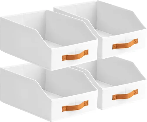 Miniatura 14 de Homsorout Contenedores de almacenamiento de tela para organizar, paquete de 6 cajas de almacenamiento grandes trapezoidales plegables con asa