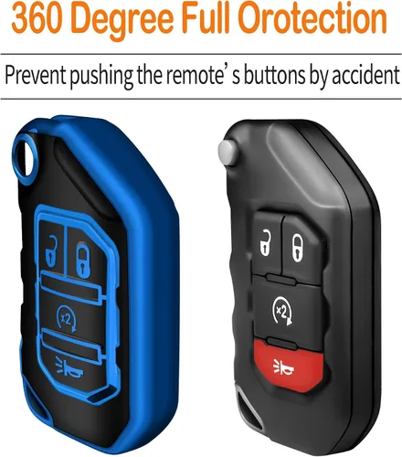 Miniatura 4 de Funda para Llavero de Jeep con Llavero Carcasa de Llave de Protección Completa Suave Estuche de Llave Compatible con Jeep Gladiator JT Sahara JLU